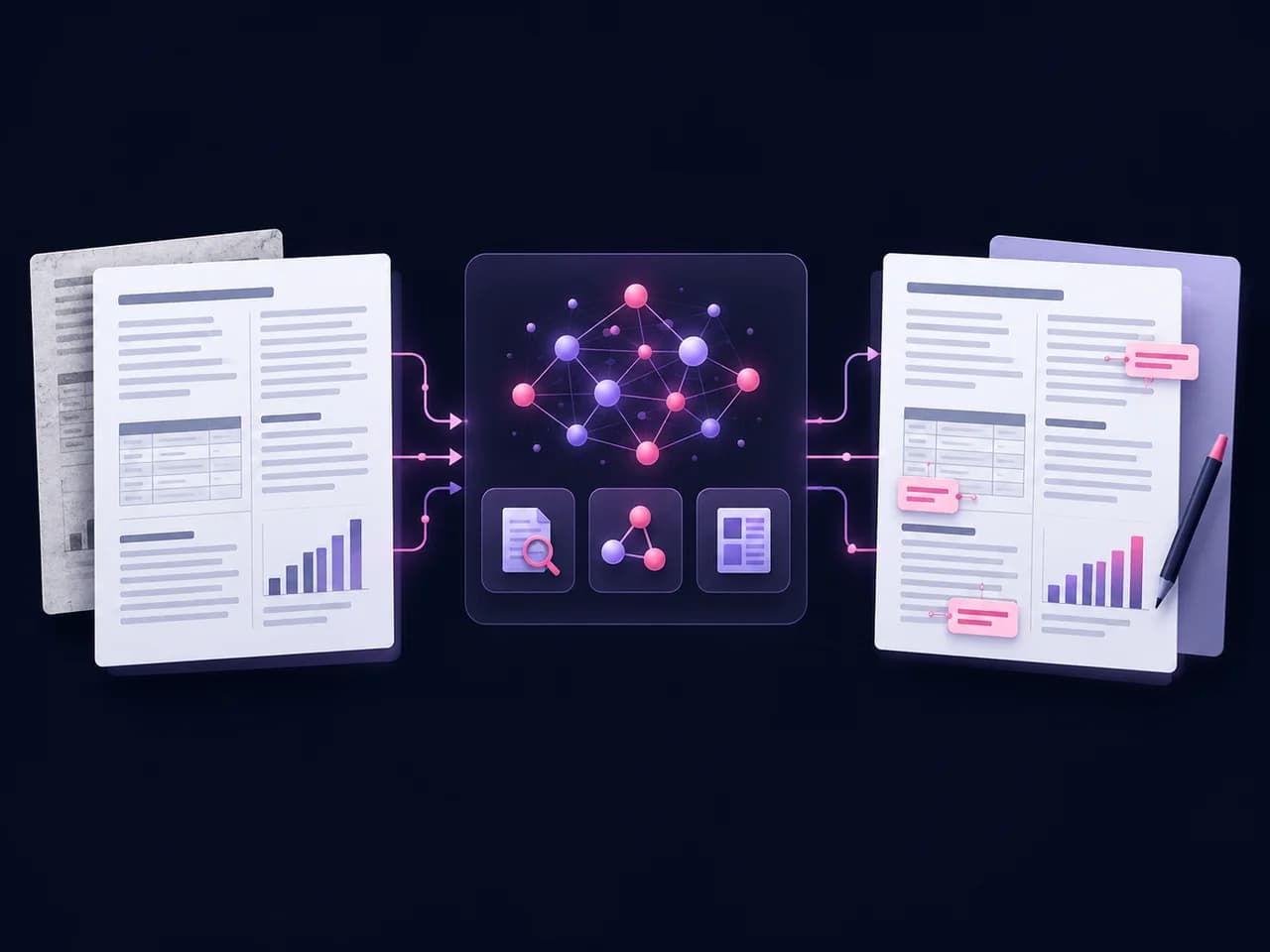 Illustration of deep-learning language understanding and document layout processing